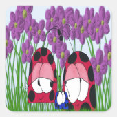 キュートラディバグファミリーイラストレーション スクエアシール (正面)