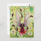 キュートラディバグフェアリーファンタジーアートイラストレーション ポストカード (正面/裏面)