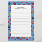 キュートラディバグ花ハート蝶 便箋 (正面)