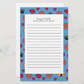 キュートラディバグ花ハート蝶 便箋 (正面/裏面)