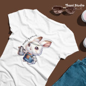 キュートラビットバリスタホッピーイースター&名前をカスタムする Tシャツ