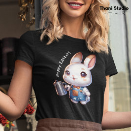 キュートラビットバリスタホッピーイースター&名前をカスタムするBL Tシャツ