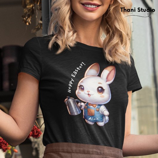 キュートラビットバリスタホッピーイースター&名前をカスタムするBL Tシャツ