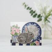 キュートラビットバ絵画ニーのデダムプレートフローラアート ポストカード (スタンド正面)