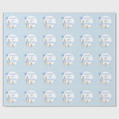 キュートラビットブルーワンファースト誕生日 ラッピングペーパー (フラット)