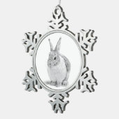 キュートラビットペンシルスケッチ スノーフレークピューターオーナメント (右)