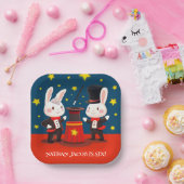 キュートラビットマジシャンオンステージマジカル誕生日 ペーパープレート (パーティー)