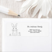 キュートラビットラインアート差出人住所ラベル ラベル (インサイチュ)