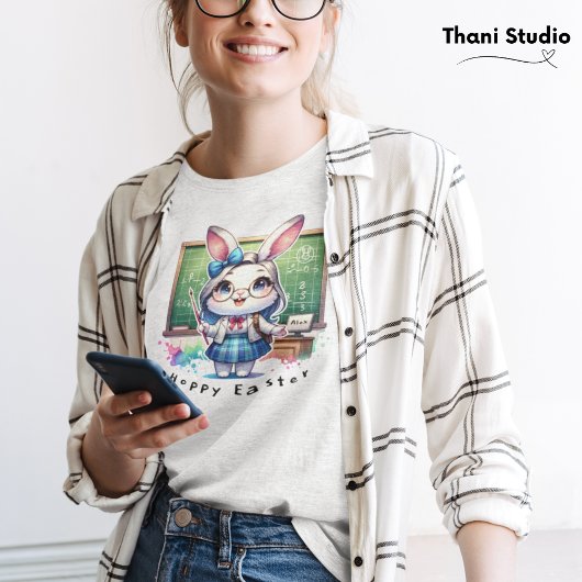 キュートラビット先生ホッピイースター&名前をカスタムする Tシャツ