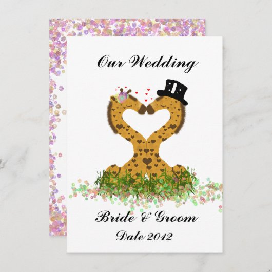 キュートラブキスキリンズハート結婚式招待状 招待状 (正面/裏面)