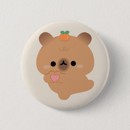 キュートラブキャピバラ 缶バッジ (正面)