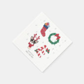 キュートラブクリスマスホリデーパピーファミリー紙 スタンダードカクテルナプキン (角)