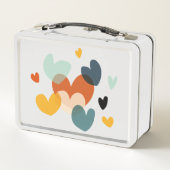 キュートラブハートスケッチハートアートラブアートデザイン メタルランチボックス (裏面)