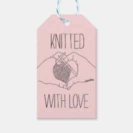 キュートラブハートハンズラインスケッチ編み物 ギフトタグ