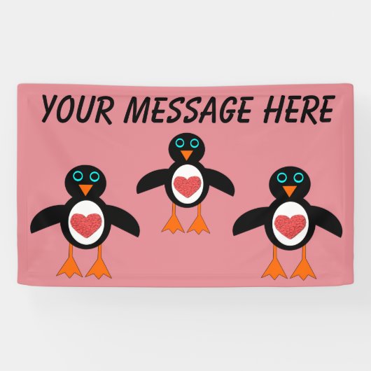 キュートラブハートペンギンカスタムバナー 横断幕 (横)