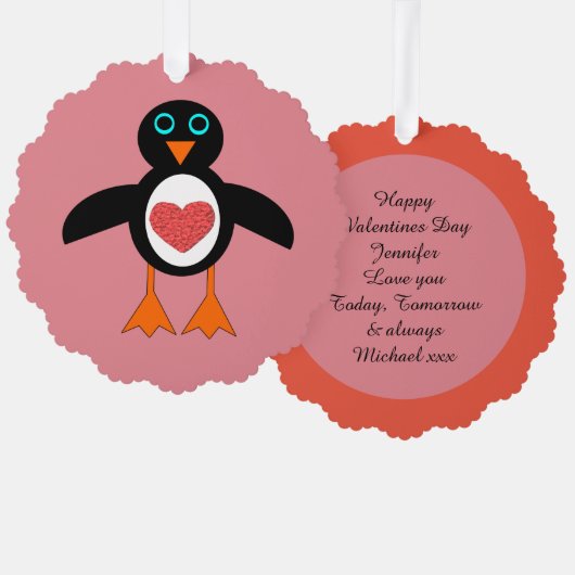 キュートラブハートペンギンカスタム オーナメントカード (正面/裏面)