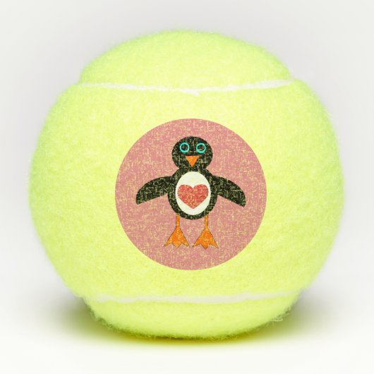 キュートラブハートペンギン テニスボール (正面)