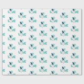 キュートラブバレンティーンズデイ格言ティール(緑がかった色)ブルーホワイト ラッピングペーパー (フラット)