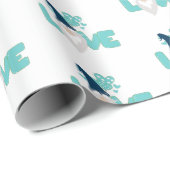 キュートラブバレンティーンズデイ格言ティール(緑がかった色)ブルーホワイト ラッピングペーパー (ロールコーナー)