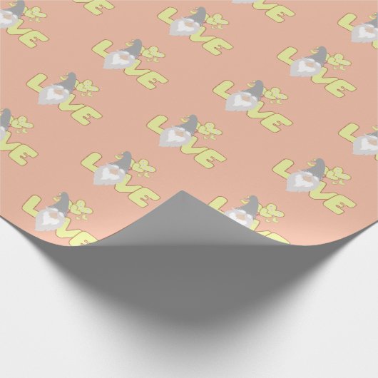 キュートラブバレンティーンズデイ格言ピンクイエローグレーS ラッピングペーパー (角)