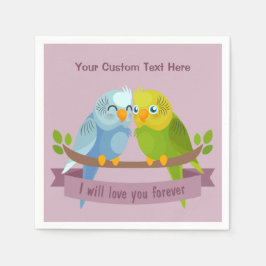 キュートラブバードカスタム文字紙ナプキン スタンダードカクテルナプキン