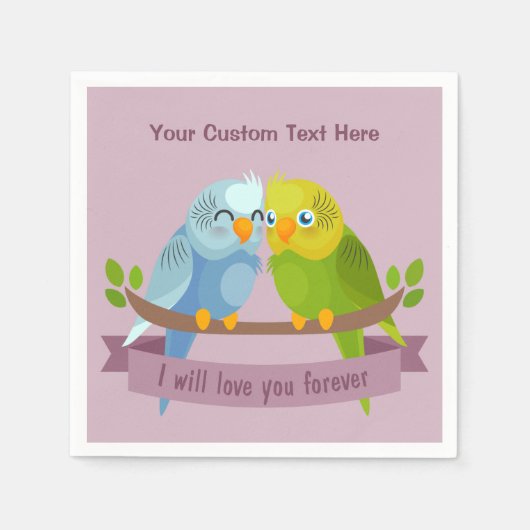 キュートラブバードカスタム文字紙ナプキン スタンダードカクテルナプキン (正面)