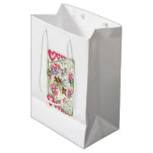 キュートラブバードヴィンテージバレンタインデー抱き枕 ミディアムペーパーバッグ (正面アングル)