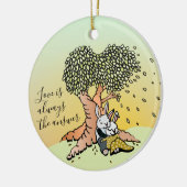 キュートラブブンニーイラストレーションカップルのクリスマス セラミックオーナメント (左)