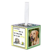 キュートラブラドールコーヒー中毒カスタム性キューブオーナメント キューブオーナメント (正面アングル)