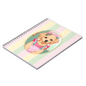 キュートラブラドールレトリエバーパステルラインズコテージコア ノートブック (左側)