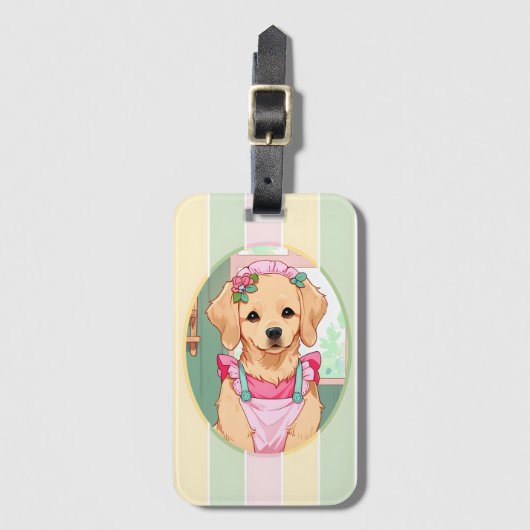 キュートラブラドールレトリエバーパステルラインズコテージコア ラゲッジタグ (正面縦)