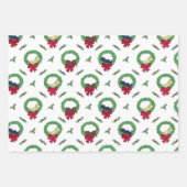 キュートラブラドールレトリエバーパピズホリデーリース ラッピングペーパーシート (正面3)