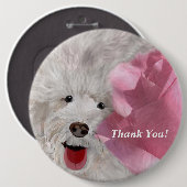 キュートラブラドール&バラおもしろい 缶バッジ (正面&裏面)