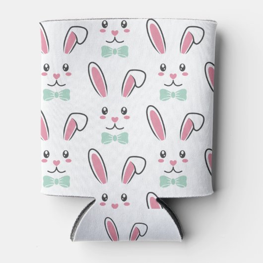 キュートラブルイースターバニー耳顔ハッピーイースター 缶クーラー (正面)