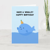 キュートラブルブルークジラ誕生日ハットパン誕生日 カード (正面)