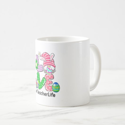 キュートラブ先生ライフイースター格言卵狩りバ コーヒーマグカップ (正面右)