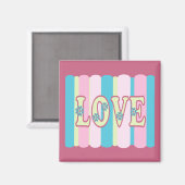 キュートラブ引用文パステルピンクイエローブルーデザイン マグネット (正面/裏面)