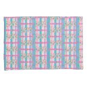 キュートラブ引用文パステルピンクイエローブルーパターン 枕カバー (正面右)