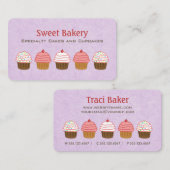 キュートラベンダーパープルカップケーキベーカリー 名刺 (正面/裏面)