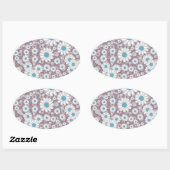 キュートラベンダーホワイトブルーファンタジーデイジー 楕円形シール (シート)