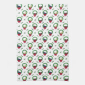 キュートラボパピーホリデーリースパターン キッチンタオル (縦)