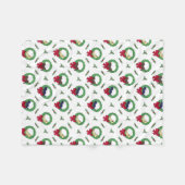 キュートラボパピーホリデーリースパターン フリースブランケット (正面(横))