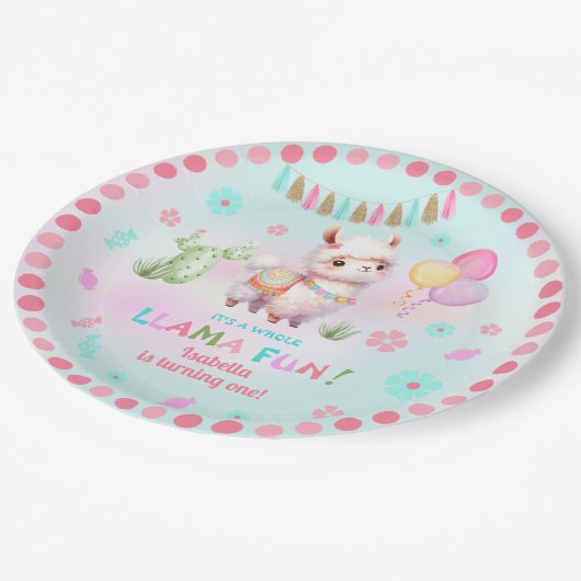 キュートラマおもしろいカボスカラフルガール誕生日 ペーパープレート (アングル)