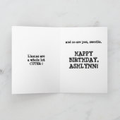 キュートラマおもしろいユーモア誕生日 カード (内部)