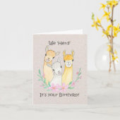 キュートラマアルパカおもしろいアニマルパン誕生日 カード (黄色い花)