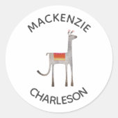 キュートラマアルパカ名前をカスタムする ラウンドシール (正面)