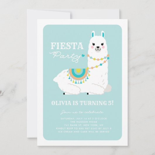 キュートラマウィズポムブルーフィエスタ子供の誕生日 招待状 (正面)