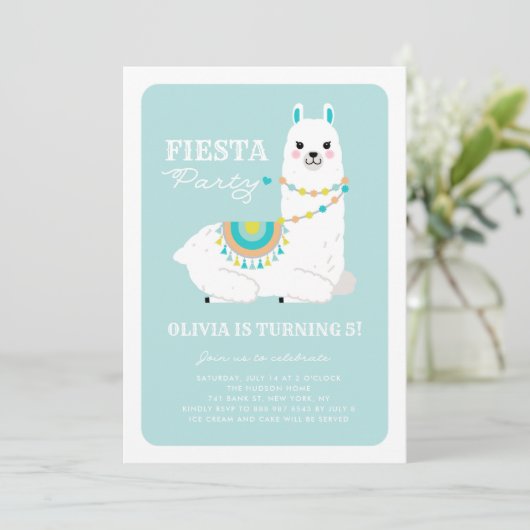 キュートラマウィズポムブルーフィエスタ子供の誕生日 招待状 (スタンド正面)