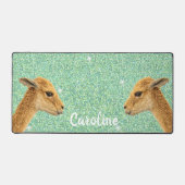 キュートラマオングリーンミントグリッターパーソナライズ デスクマット (正面)