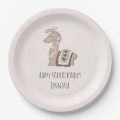 キュートラマプリンセスクラウン付き誕生日 ペーパープレート (正面)